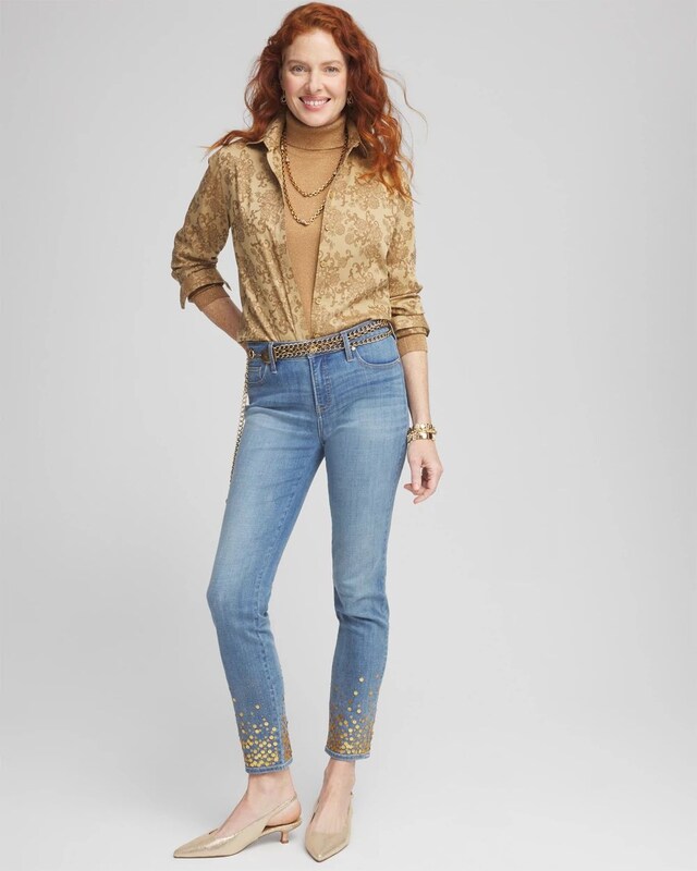 No Iron Gold Jacquard Shirt - image 2